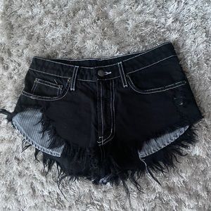 Carmar Mogan denim black stitched shorts